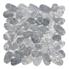 Pebbleluxe Sliced Pebble Stone Graphite Grey Mosaic Tile – 12" x 12"