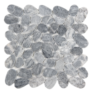 Pebbleluxe Sliced Pebble Stone Graphite Grey Mosaic Tile – 12" x 12"