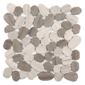 Pebbleluxe Sliced Pebble Stone Khaki Mosaic Tile – 12