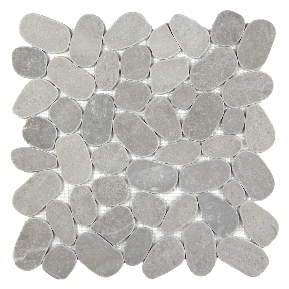 Pebbleluxe Sliced Pebble Stone Mist Grey Mosaic Tile – 12" x 12"