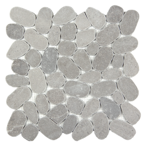 Pebbleluxe Sliced Pebble Stone Mist Grey Mosaic Tile – 12" x 12"