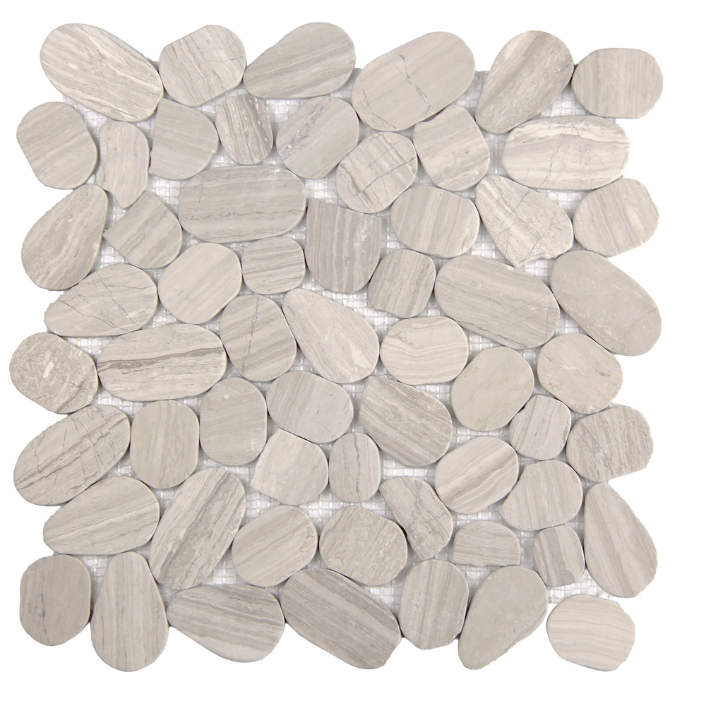 Pebbleluxe Sliced Pebble Stone Sandstone Mosaic Tile – 12" x 12"