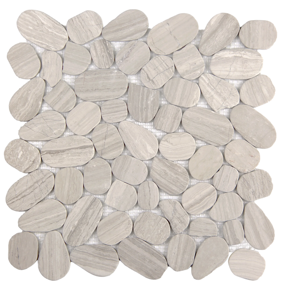 Pebbleluxe Sliced Pebble Stone Sandstone Mosaic Tile – 12" x 12"