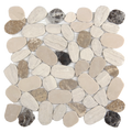 Pebbleluxe Sliced Pebble Stone Tan Mosaic Tile – 12