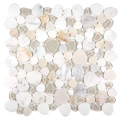 Sivera Sliced Marble and Glass Calacatta Gold Mosaic Tile – 12" x 12”