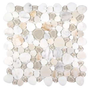 Sivera Sliced Marble and Glass Calacatta Gold Mosaic Tile – 12" x 12”
