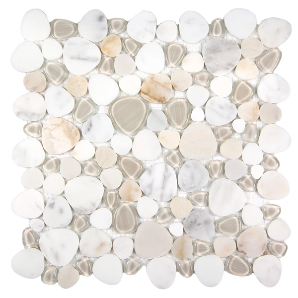 Sivera Sliced Marble and Glass Calacatta Gold Mosaic Tile – 12" x 12”