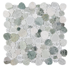 Sivera Sliced Marble and Glass Sage Green Mosaic Tile – 12" x 12”