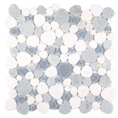 Sivera Sliced Marble and Glass Sky Blue Mosaic Tile – 12" x 12”