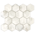 Tirra Hexagon Ivory Hot Glass Mosaic Tile – 11
