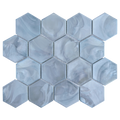Tirra Hexagon Slate Blue Hot Glass Mosaic Tile – 11