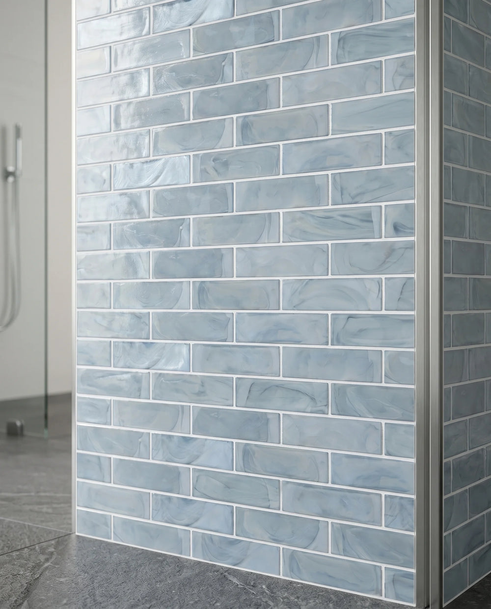 Tirra 2x8 Subway Slate Blue Hot Glass Mosaic Tile – 15.6" x 11.5"