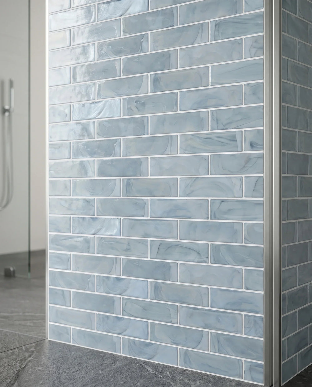 Tirra 2x8 Subway Slate Blue Hot Glass Mosaic Tile – 15.6" x 11.5" - Sample
