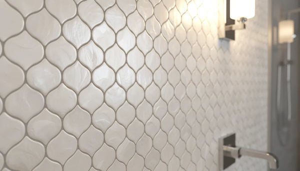 Tirra Teardrop Ivory Hot Glass Mosaic Tile – 10" x 9.75"