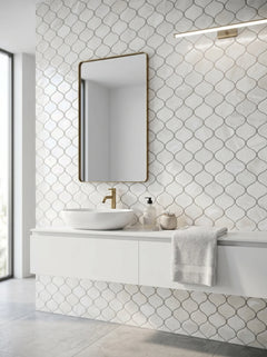 Tirra Teardrop Ivory Hot Glass Mosaic Tile – 10" x 9.75" - Sample