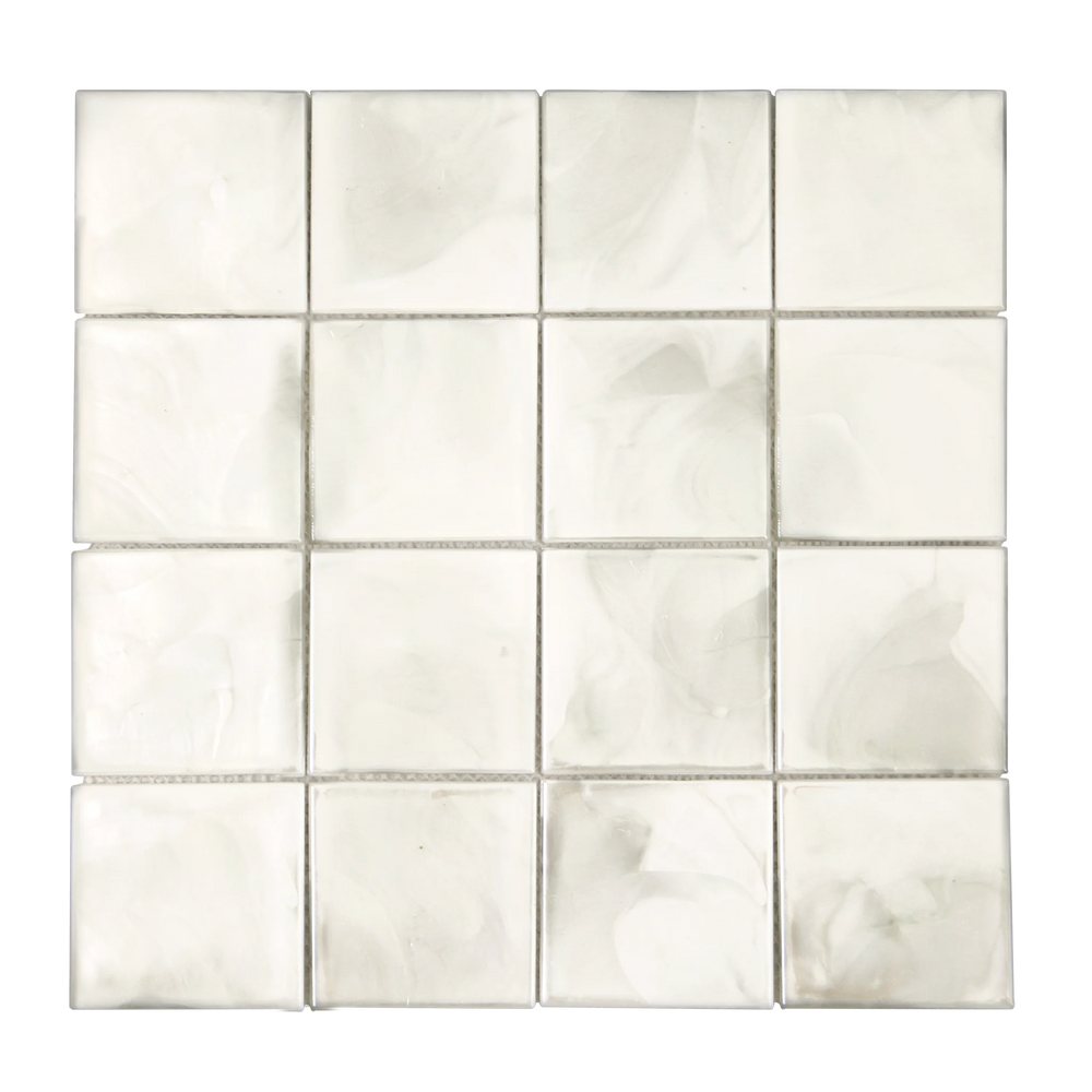 Tirra Square Ivory Hot Glass Mosaic Tile – 11.6" x 11.6"