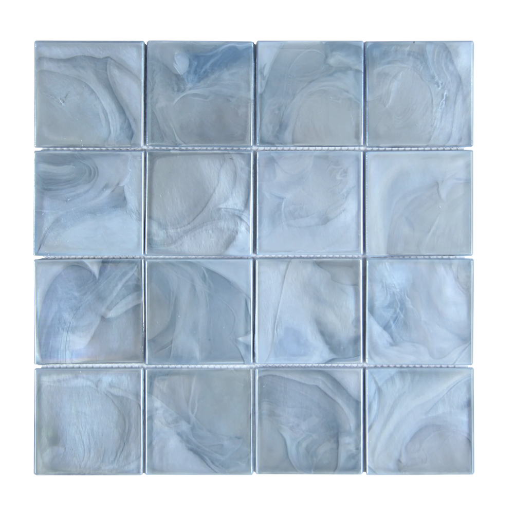 Tirra Square Slate Blue Glass Mosaic Tile – 11.6" x 11.6"