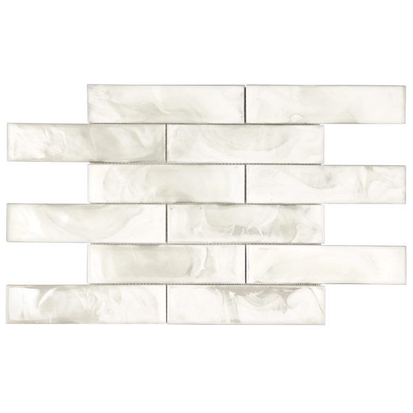 Tirra 2x8 Subway Ivory Hot Glass Mosaic Tile – 15.6" x 11.5"