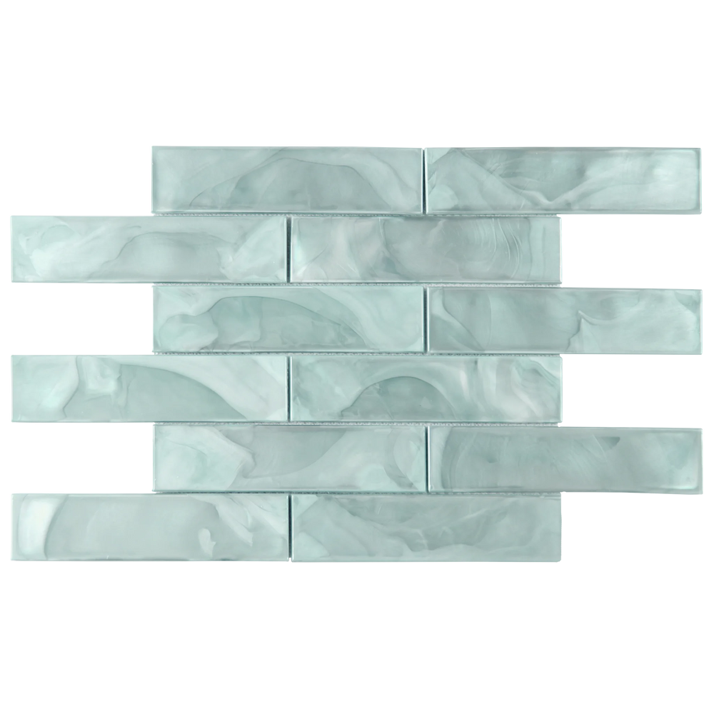 Tirra 2x8 Subway Sage Green Hot Glass Mosaic Tile – 15.6" x 11.5"