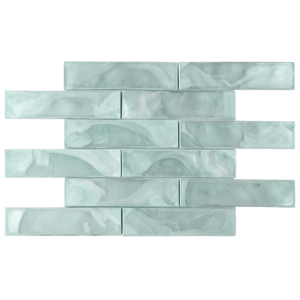 Tirra 2x8 Subway Sage Green Hot Glass Mosaic Tile – 15.6" x 11.5"