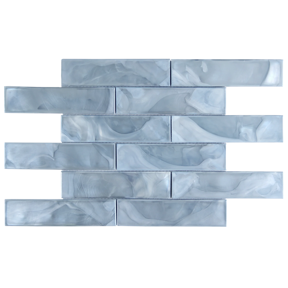 Tirra 2x8 Subway Slate Blue Hot Glass Mosaic Tile – 15.6" x 11.5"