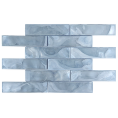 Tirra 2x8 Subway Slate Blue Hot Glass Mosaic Tile – 15.6" x 11.5"