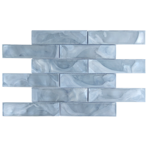 Tirra 2x8 Subway Slate Blue Hot Glass Mosaic Tile – 15.6" x 11.5"