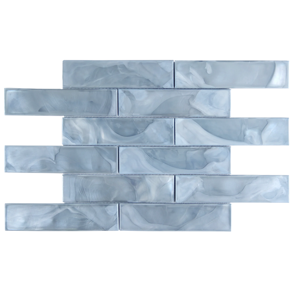 Tirra 2x8 Subway Slate Blue Hot Glass Mosaic Tile – 15.6" x 11.5"