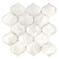 Tirra Teardrop Ivory Hot Glass Mosaic Tile – 10" x 9.75"