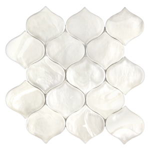 Tirra Teardrop Ivory Hot Glass Mosaic Tile – 10" x 9.75"