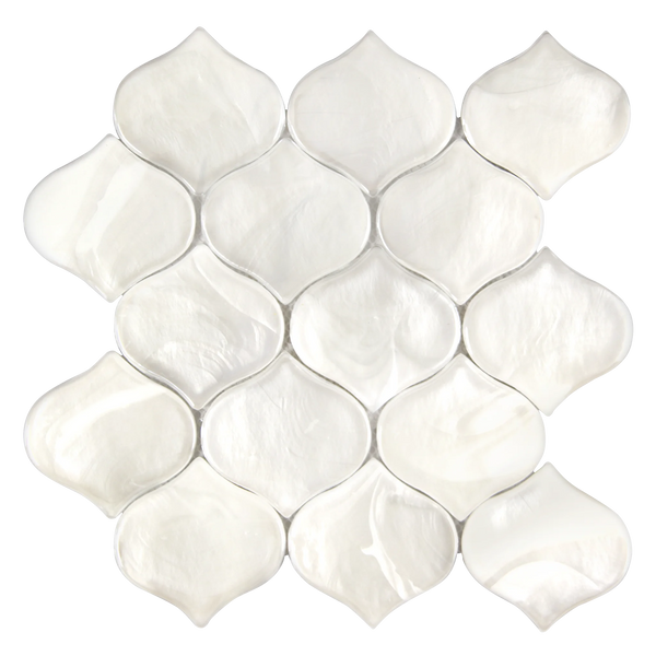 Tirra Teardrop Ivory Hot Glass Mosaic Tile – 10" x 9.75"