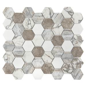 Vistan Hexagon Brown Matte Recycled Glass Mosaic Tile – 11" x 12.7”