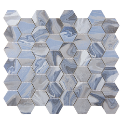 Vistan Hexagon Cobalt Blue Matte Recycled Glass Mosaic Tile – 11" x 12.7”