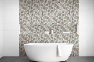 Vistan Hexagon Brown Matte Recycled Glass Mosaic Tile – 11" x 12.7”