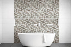 Vistan Hexagon Brown Matte Recycled Glass Mosaic Tile – 11" x 12.7” - Sample