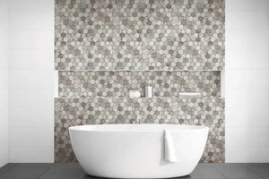 Vistan Hexagon Brown Matte Recycled Glass Mosaic Tile – 11" x 12.7” - Sample