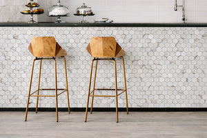 Vistan Hexagon Calacatta Gold Matte Recycled Glass Mosaic Tile – 11" x 12.7”