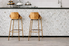 Vistan Hexagon Calacatta Gold Matte Recycled Glass Mosaic Tile – 11" x 12.7” - Sample