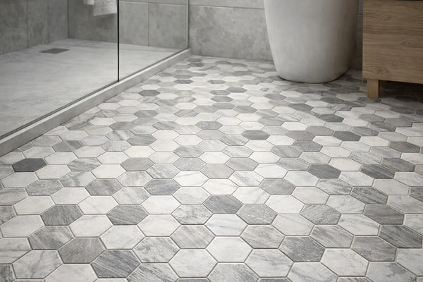Vistan Hexagon Smoke Grey Matte Recycled Glass Mosaic Tile – 11" x 12.7”