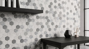 Vistan Hexagon Smoke Grey Matte Recycled Glass Mosaic Tile – 11" x 12.7” - Sample