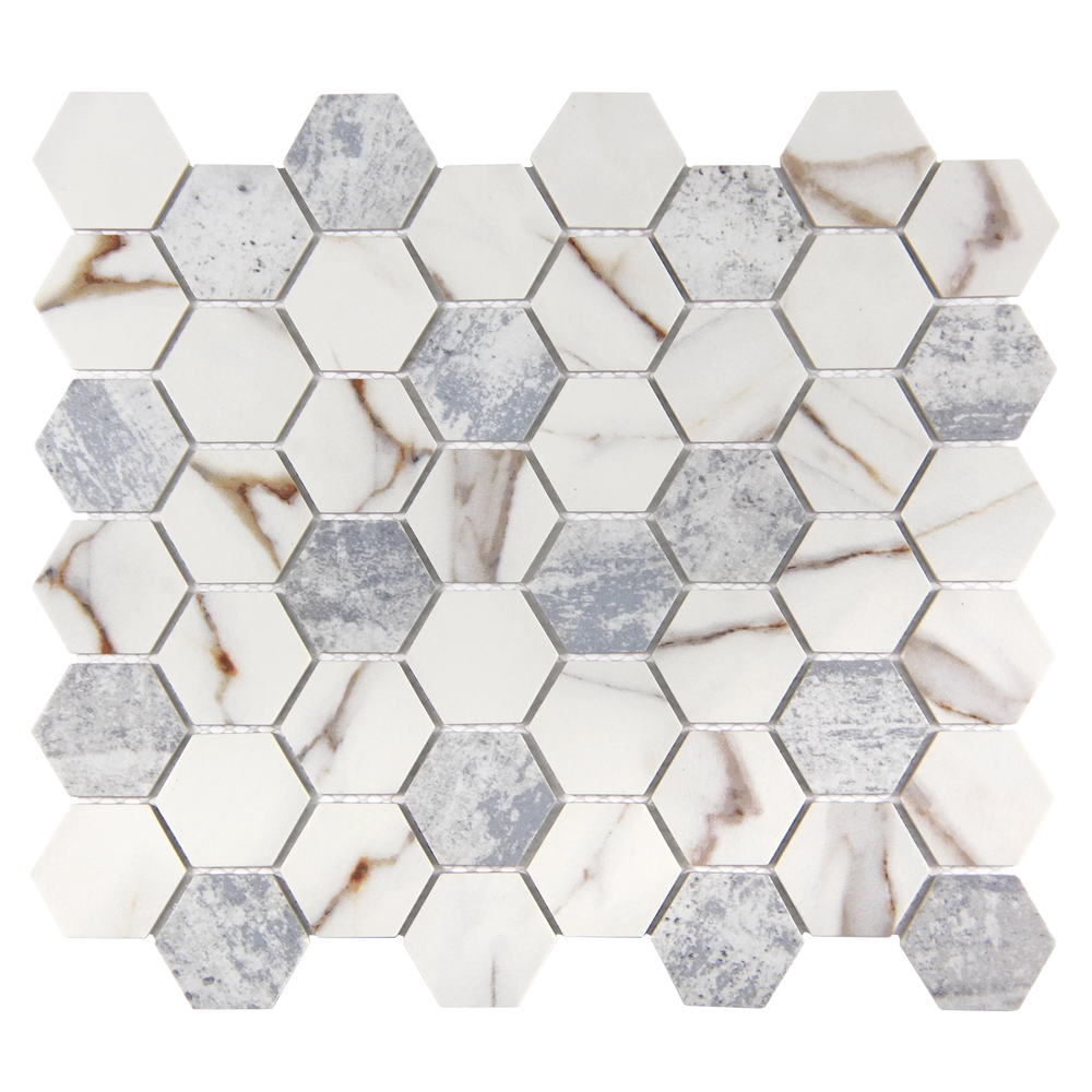 Vistan Hexagon Sky Blue Matte Recycled Glass Mosaic Tile – 11" x 12.7”
