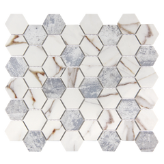 Vistan Hexagon Sky Blue Matte Recycled Glass Mosaic Tile – 11" x 12.7”