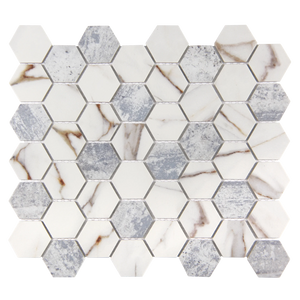 Vistan Hexagon Sky Blue Matte Recycled Glass Mosaic Tile – 11" x 12.7”
