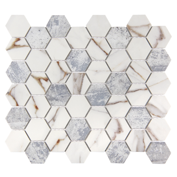 Vistan Hexagon Sky Blue Matte Recycled Glass Mosaic Tile – 11" x 12.7”