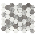 Vistan Hexagon Smoke Grey Matte Recycled Glass Mosaic Tile – 11