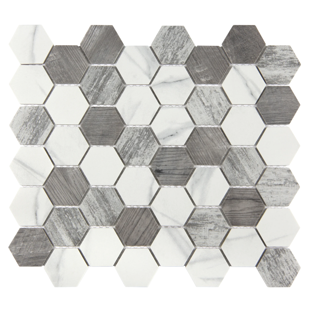 Vistan Hexagon Smoke Grey Matte Recycled Glass Mosaic Tile – 11" x 12.7”